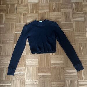 TNA Thermal Waffle Knit Long-Sleeve Cropped Shirt